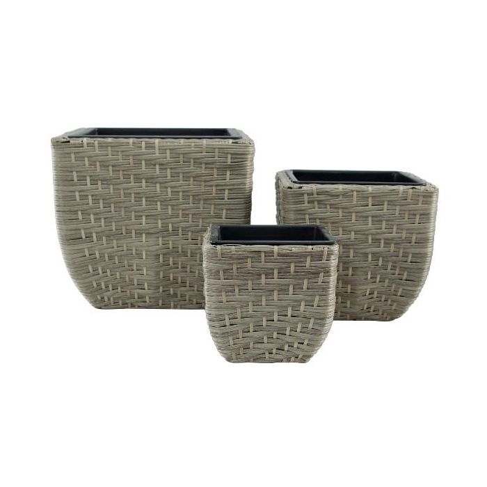 Macetero Terraza Y Jardin DKD Home Decor Natural 40 x 36 x 40 cm Set de 3