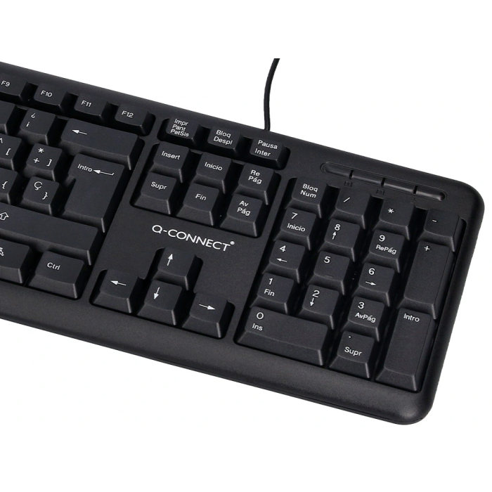 Q-connect Teclado USB con Cable Negro 1.35m 105 Teclas Resistente a Salpicaduras 4
