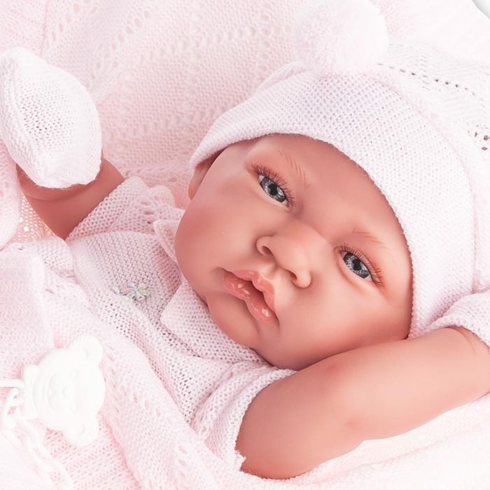 Muñecas Antonio Juan Muñeca Recién Nacida 50064 Toquilla Punto 42 Cm Niña Vinilo Ojos Azules 1