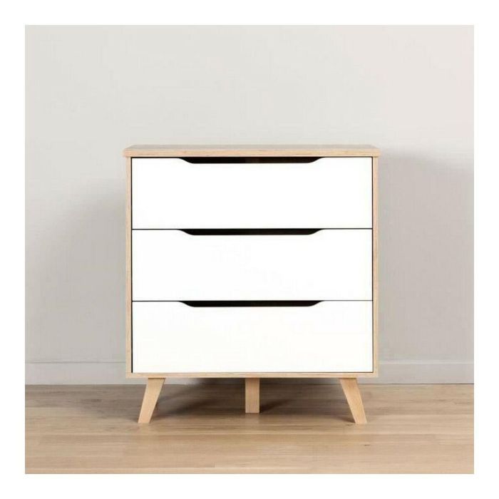 FINLANDEK VANKKA Cómoda Cajonera Escandinava, 3 Cajones, Roble y Blanco Mate, Patas Madera Maciza, 80x42x86 cm 4 FINLANDEK VANKKA Cómoda Cajonera Escandinava, 3 Cajones, Roble y Blanco Mate, Patas Madera Maciza, 80x42x86 cm 4