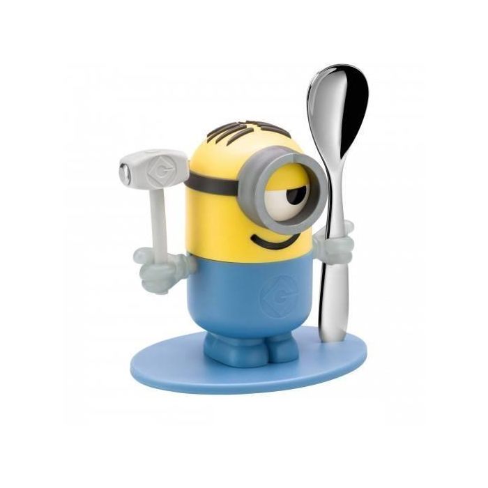 WMF 1286226040 Minions Eierbecher con Löffel, Cromargan Acero Inoxidable Pulido