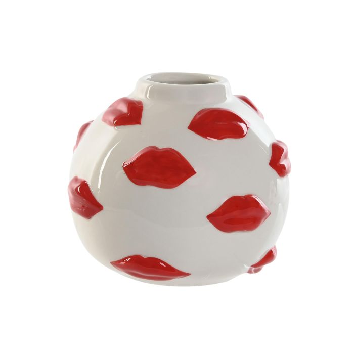 Jarron Urban DKD Home Decor Blanco Rojo 15 x 13 x 15 cm (4 Unidades)