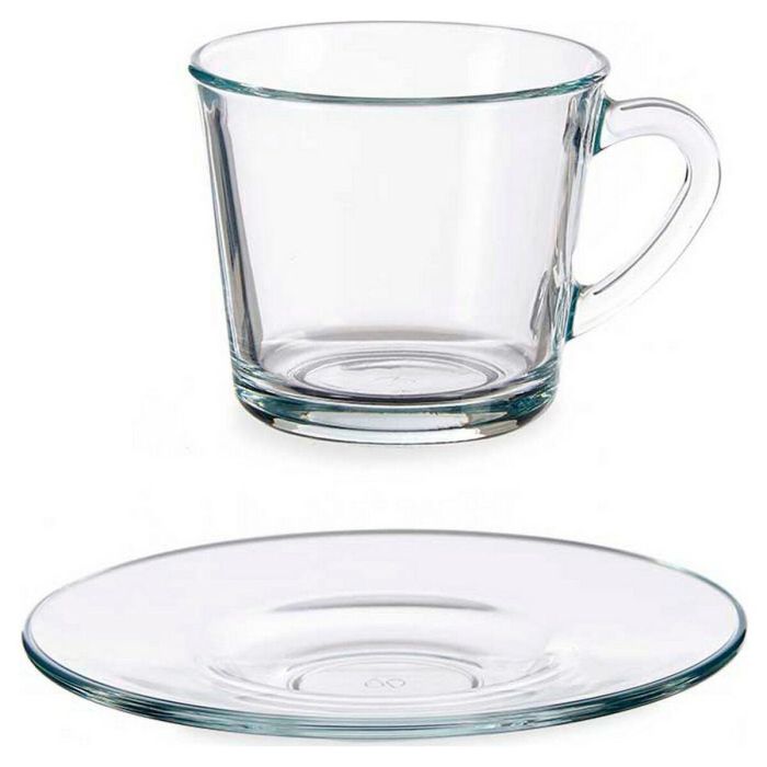 Set 6 Tazas Café con Plato Basic 190 ml Pasabahce - Vidrio Transparente 14.2x7.5x14.2 cm (2 Unidades) Set 6 Tazas Café con Plato Basic 190 ml Pasabahce - Vidrio Transparente 14.2x7.5x14.2 cm (2 Unidades)