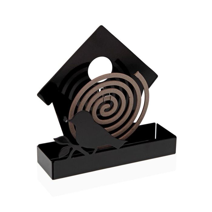 Soporte para espirales antimosquitos Versa Negro Metal 5 x 17 x 17 cm Pájaro Soporte para espirales antimosquitos Versa Negro Metal 5 x 17 x 17 cm Pájaro