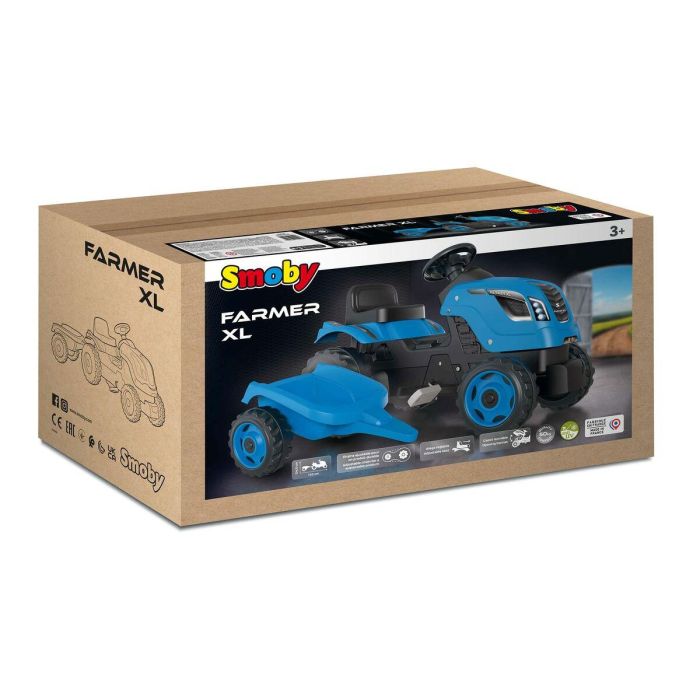 Smoby Farmer XL Pedal Tractor + Trailer - Azul 3