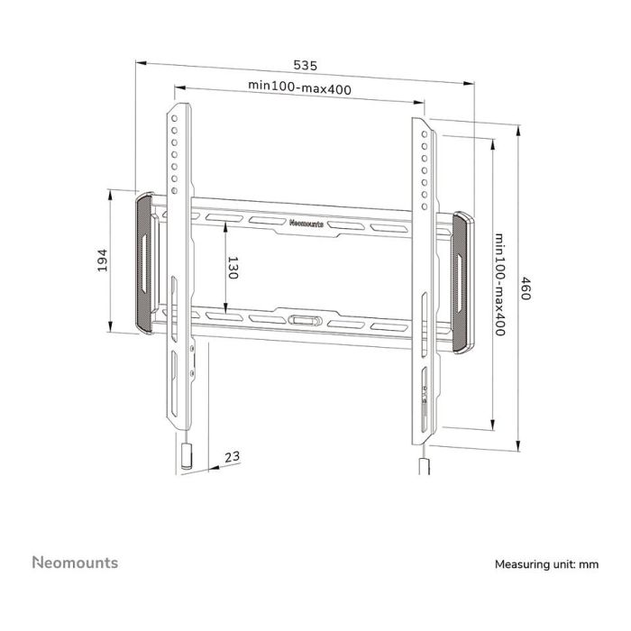 Neomounts WL30-550BL14 Soporte de Pared Plano para Pantalla, 32-75", Max 50 kg, VESA 100x100-400x400, Instalación Fácil - Negro