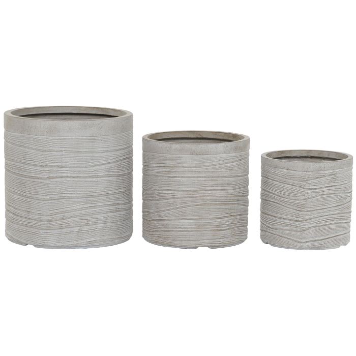 Set de Maceteros Home ESPRIT Beige Fibra de Vidrio Magnesio 44,5 x 44,5 x 44 cm (3 Unidades)