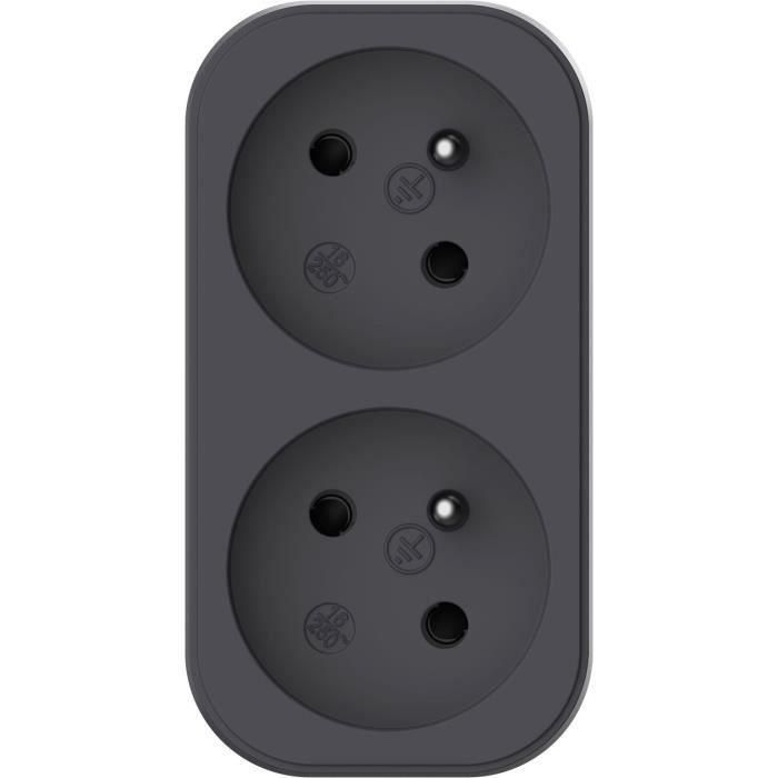 QUARX QUA4004282472360 Biplite Enchufe Doble 2P 16A Negro y Gris Antracita Conforme Norma NF 4