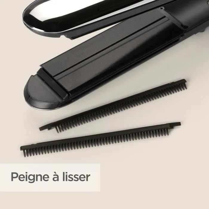 BaByliss ST496E Plancha para el pelo a vapor Steam Shine con función iónica y placas de cerámica de 39 mm, 5 temperaturas hasta 230 °C 5