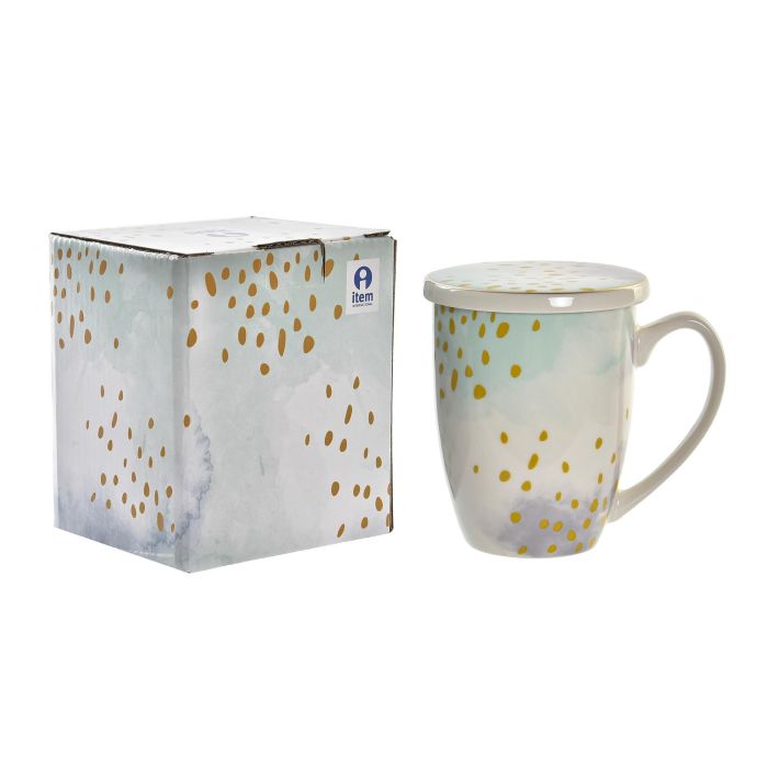 DKD Home Decor Mug para Infusiones Glam de Porcelana 380ml, Rosa y Verde Menta, Pack de 6 Unidades, Apto Microondas y Lavavajillas 1
