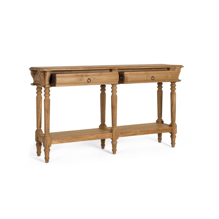 Giner Y Colomer Consola de Madera Maciza de Teca con 2 Cajones y Tiradores Metálicos 2 Giner Y Colomer Consola de Madera Maciza de Teca con 2 Cajones y Tiradores Metálicos 2