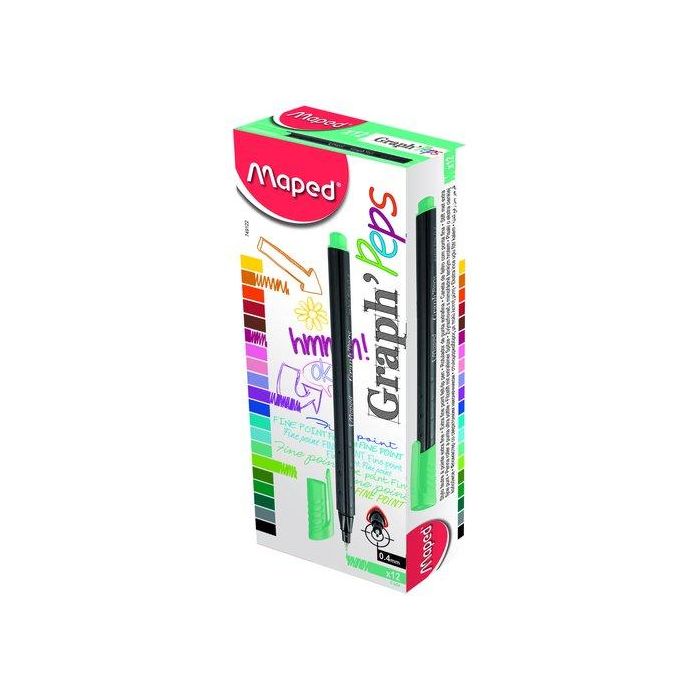 Rotulador Fibra Maped Graph Peps Jade (Set de 12)