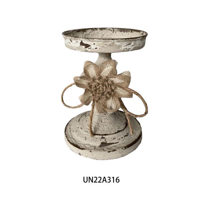DKD Home Decor Portavela Neoclásico de Metal Blanco 13x13x17.5 cm | Adorno Decorativo de Estilo Clásico para Velas