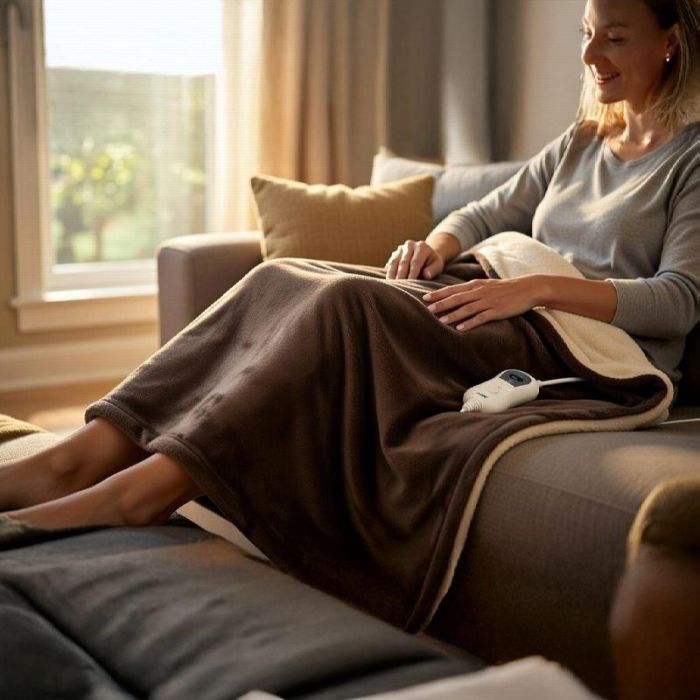 Avant Manta Eléctrica 160x120 cm 120W - 3 Niveles de Temperatura, Color Marrón Beige