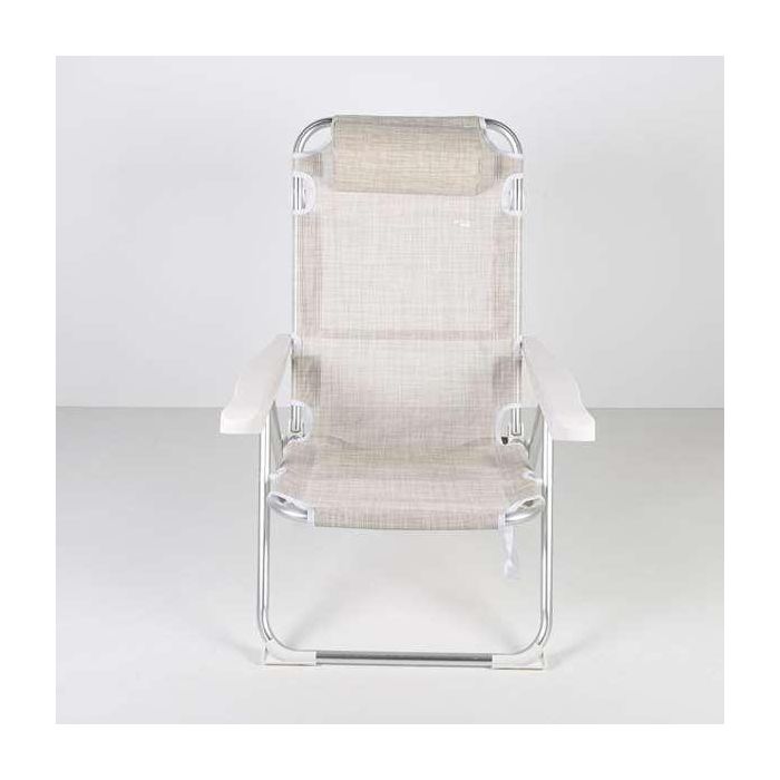 Silla playa alta plegable aluminio blanca 48x60x90 cm con cojin y asa. 2 Silla playa alta plegable aluminio blanca 48x60x90 cm con cojin y asa. 2