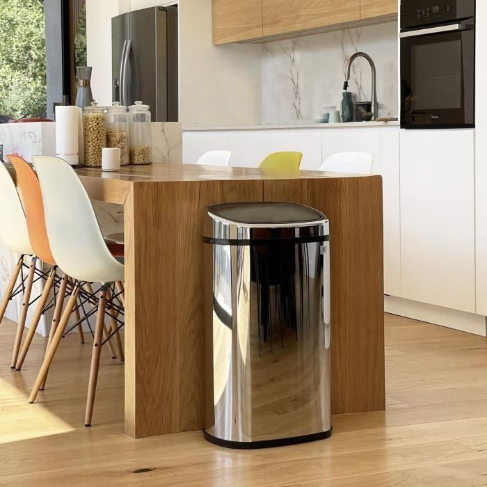 KITCHEN MOVE Contenedor de cocina cuadrado semiautomático de un toque 60 L - Gris 1 KITCHEN MOVE Contenedor de cocina cuadrado semiautomático de un toque 60 L - Gris 1