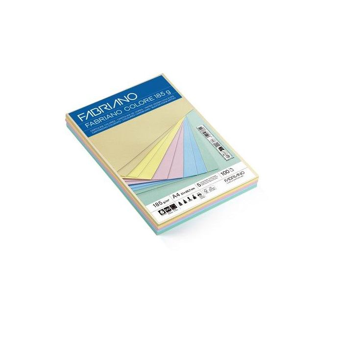 Cartulina A4 Fabriano Colore 185G Paquete De 100 Colores Pastel