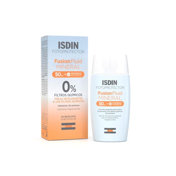 Isdin Fotoprotector Fusion Fluid Mineral 0% Filtros Químicos SPF50+ 50 ml Protector Solar Facial Isdin Fotoprotector Fusion Fluid Mineral 0% Filtros Químicos SPF50+ 50 ml Protector Solar Facial