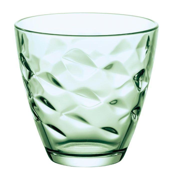 Bormioli Rocco Set 6 Vasos Bajos de Vidrio Flora 26 cL Verde con Relieve Fabricado en Italia