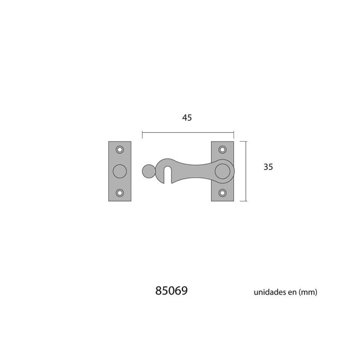 Edm Pestillo Izquierda Hierro Cromo 4cm 1