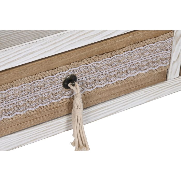 DKD Home Decor Mesa Centro Boho Blanco Natural Madera de Abeto y Algodón 110x60x50 cm 3