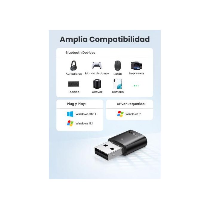 Ugreen 80889 Adaptador y Tarjeta de Red Bluetooth 20 Mbit/S 2 Ugreen 80889 Adaptador y Tarjeta de Red Bluetooth 20 Mbit/S 2