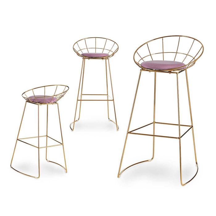 Silla de Bar Cromada Oro Rosa Giftdecor 51x94x52 cm - Metal y Poliéster (2 Unidades) Silla de Bar Cromada Oro Rosa Giftdecor 51x94x52 cm - Metal y Poliéster (2 Unidades)
