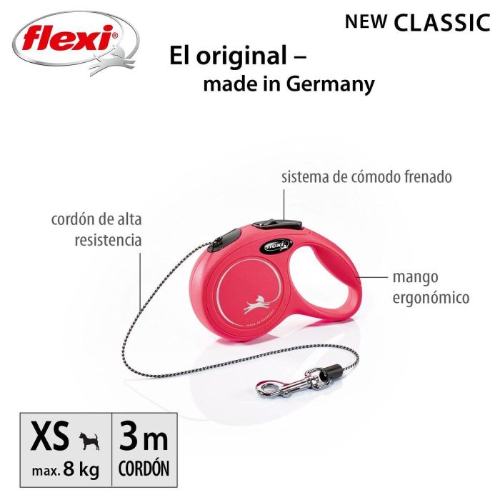 Flexi Correa New Classic XS Cordón 3M Rojo para Perros Pequeños 6