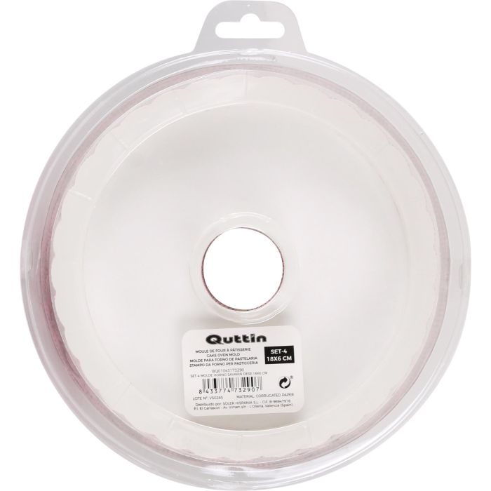 Quttin Set de 4 Moldes para Horno Savarin, 18x6 cm (12 Unidades) 1