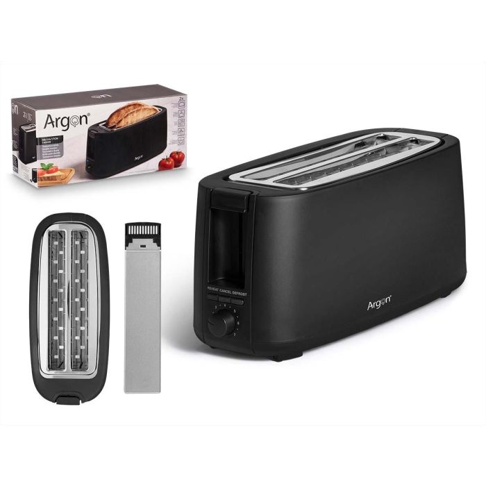 Tostadora Doble Larga Negro 1400W Argon 38X17CM (4 Unidades) Tostadora Doble Larga Negro 1400W Argon 38X17CM (4 Unidades)