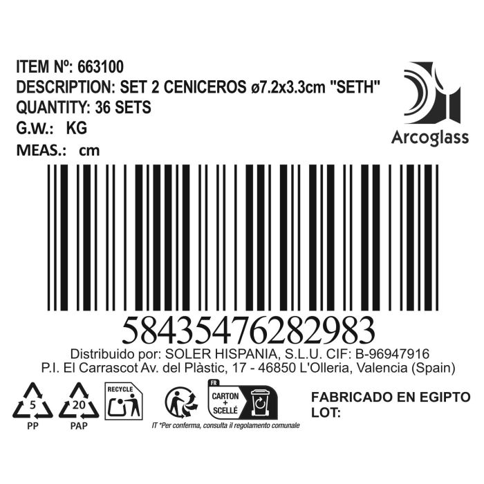 Set 2 Ceniceros Seth 7.2x3.3 cm - Inde (36 Cajas) 1