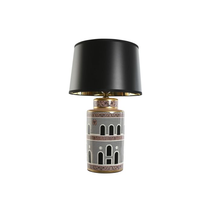 DKD Home Decor Lámpara Sobremesa Jing Door Neoclásico Porcelana Multicolor Negro Dorado Melocoton 40 x 40 x 67.5 cm 4