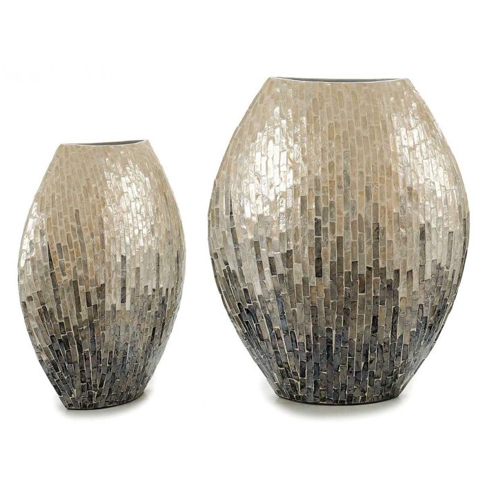 Jarrón Ancho Nácar Gris Degradado 38 cm Giftdecor - DM y Concha Capiz Jarrón Ancho Nácar Gris Degradado 38 cm Giftdecor - DM y Concha Capiz