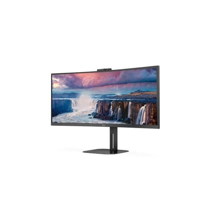 AOC CU34V5CW/BK Monitor Curvo 34" Ultrapanorámico WQHD 100Hz con Webcam Windows Hello, USB-C 65W, VA 1