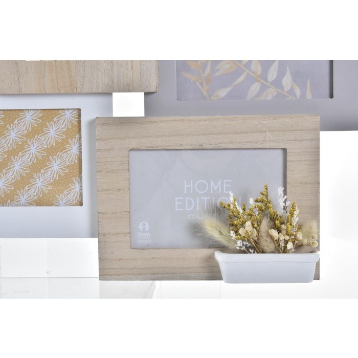 DKD Home Decor Marco Multifoto Urban Marrón Blanco con diseño de Flor, 41x55 cm de MDF y Cristal, Acabado Natural (4 Unidades) 2 DKD Home Decor Marco Multifoto Urban Marrón Blanco con diseño de Flor, 41x55 cm de MDF y Cristal, Acabado Natural (4 Unidades) 2