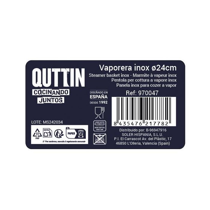 Vaporera Cazuela Quttin 24 cm Privilege (6 Unidades) 2 Vaporera Cazuela Quttin 24 cm Privilege (6 Unidades) 2