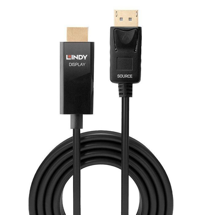 Lindy 2m Cable Activo DisplayPort a HDMI 4K@60Hz HDR con Chipset Integrado para PC, Portátiles y Gráficas DisplayPort, Alta Compatibilidad 1
