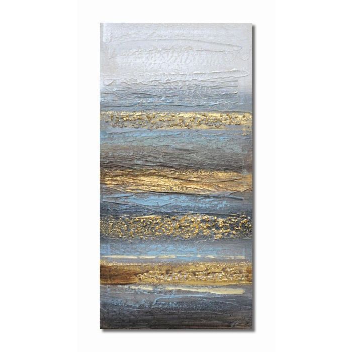 DKD Home Decor Cuadro Moderno Abstracto Azul Dorado Lienzo y MDF 60x30x2.5 cm Set de 4 Unidades Hecho a Mano 1