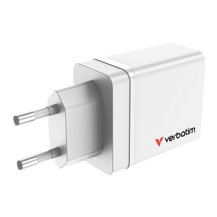 Verbatim Cargador de Pared Gan 30W con 1x USB-C PD y 3x USB-A QC 3.0/10W 2