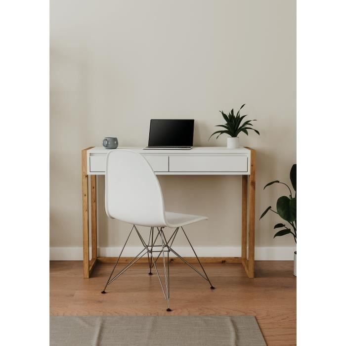 Escritorio consola - DENVER - Roble Artisan / Blanco - 2 cajones - 100 x 35 x 75 cm 1