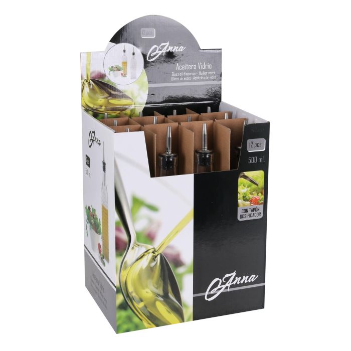 Aceitera de vidrio 500 ml con tapa de metal Anna (12 Unidades) 4 Aceitera de vidrio 500 ml con tapa de metal Anna (12 Unidades) 4