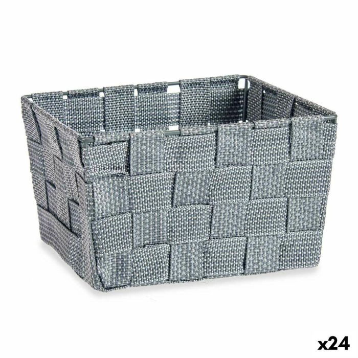 Cesta Trenzada Gris Tela (15 x 10,5 x 20 cm) (24 Unidades)