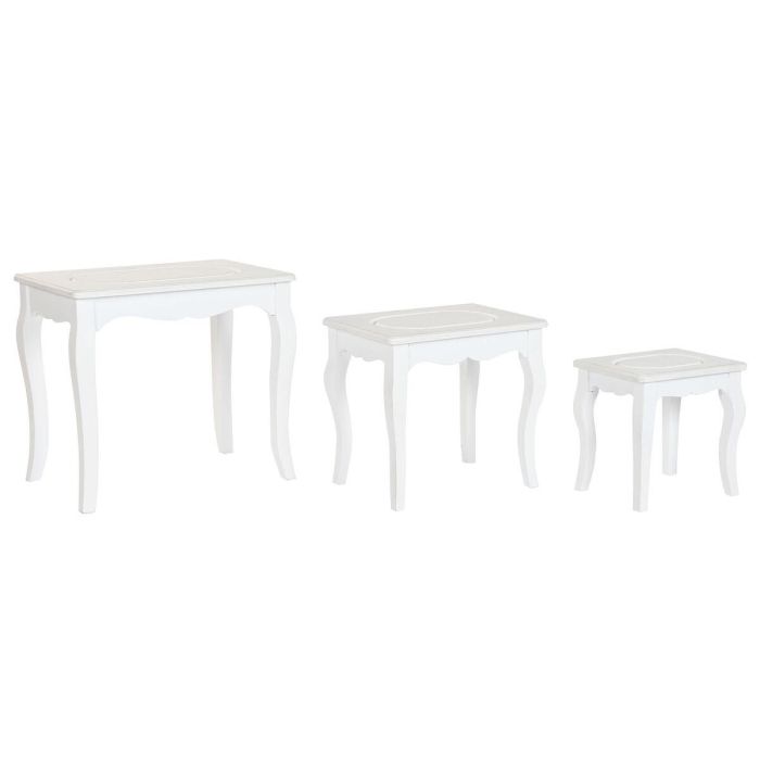 Mesita Auxiliar Romantico DKD Home Decor Gris Claro Blanco 35 x 47 x 53 cm Set de 3 Mesita Auxiliar Romantico DKD Home Decor Gris Claro Blanco 35 x 47 x 53 cm Set de 3