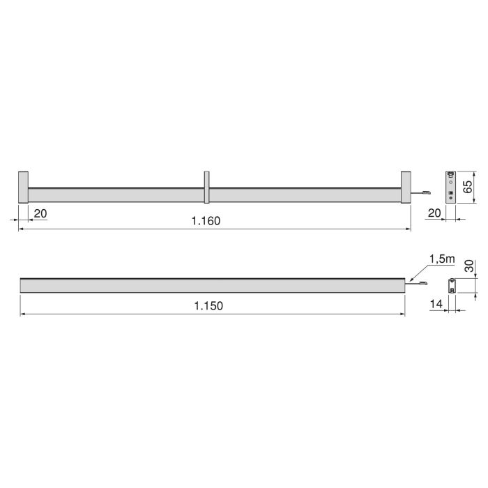 Emuca Kit de barra para armario Luxe, tira LED 4,5x8 Neonlynx V, sensor de movimiento RF Smart y convertidor Smart (24V DC), longitud 1.150mm, Luz blanca cálida 2.700K, Plástico y Aluminio, Titanio 12 Emuca Kit de barra para armario Luxe, tira LED 4,5x8 Neonlynx V, sensor de movimiento RF Smart y convertidor Smart (24V DC), longitud 1.150mm, Luz blanca cálida 2.700K, Plástico y Aluminio, Titanio 12