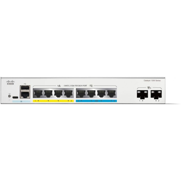 Cisco C1300-8MGP-2X Switch Gestionado L2/L3 Catalyst 1300 4 Puertos 2.5GE, Gigabit Ethernet, PoE, Montaje en Rack 1