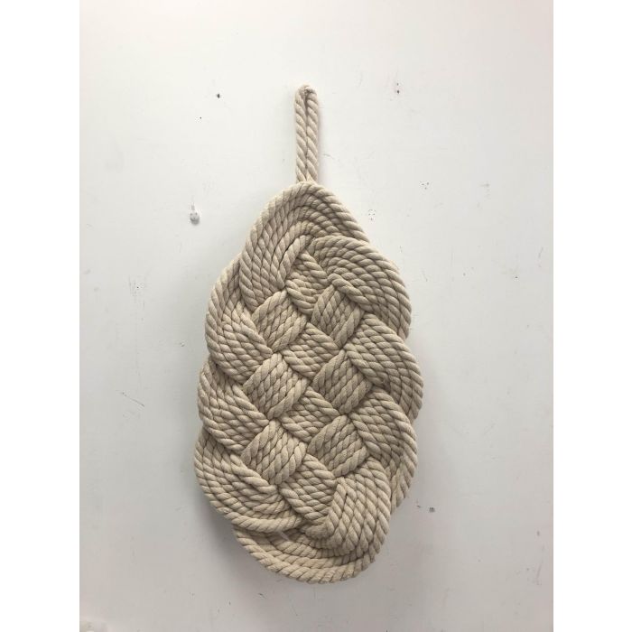 DKD Home Decor Colgador Decorativo de Pared Trenzado Estilo Boho en Cuerda y Algodón Natural 67x33x3 cm