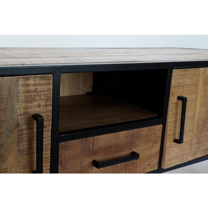 Mueble Tv Vintage DKD Home Decor Natural Negro 43 x 51 x 160 cm 2