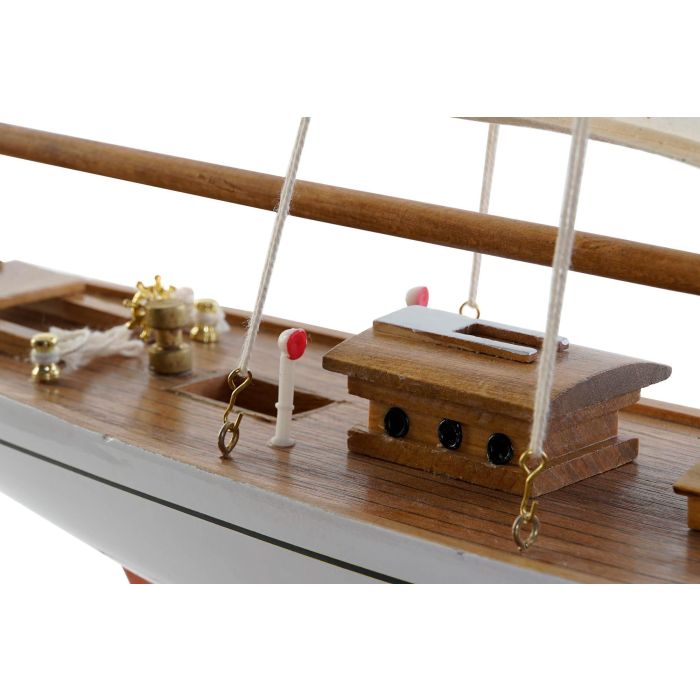 DKD Home Decor Barco Mediterráneo Blanco de Madera y Algodón 60 x 11 x 85 cm 4 DKD Home Decor Barco Mediterráneo Blanco de Madera y Algodón 60 x 11 x 85 cm 4
