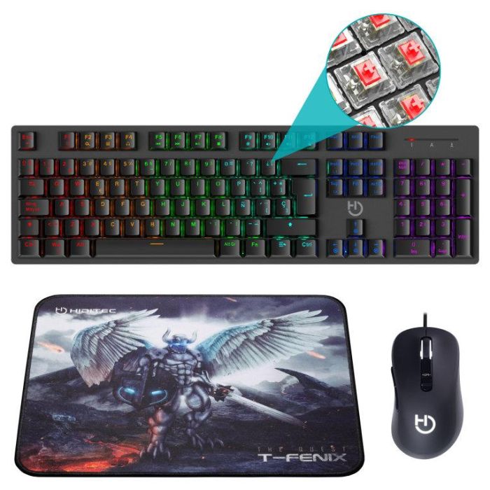 Hiditec Teclado Mecánico GK400 RGB Gaming con Ratón Blitz y Alfombrilla T-Fenix para Jugadores 0 Hiditec Teclado Mecánico GK400 RGB Gaming con Ratón Blitz y Alfombrilla T-Fenix para Jugadores 0