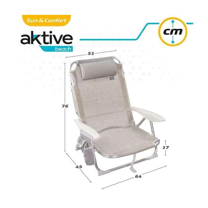 Silla playa plegable aluminio 4 posiciones ibiza 51x45x76 cm con cojin y bolso. 7 Silla playa plegable aluminio 4 posiciones ibiza 51x45x76 cm con cojin y bolso. 7
